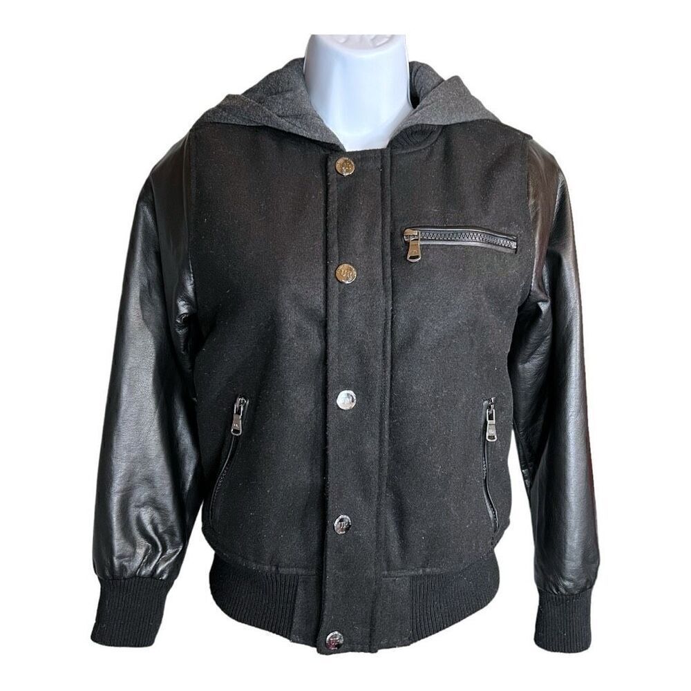 Urban Republic Women's Long Sleeve Hooded Bomber Jacket Black Gray Medium 10/12